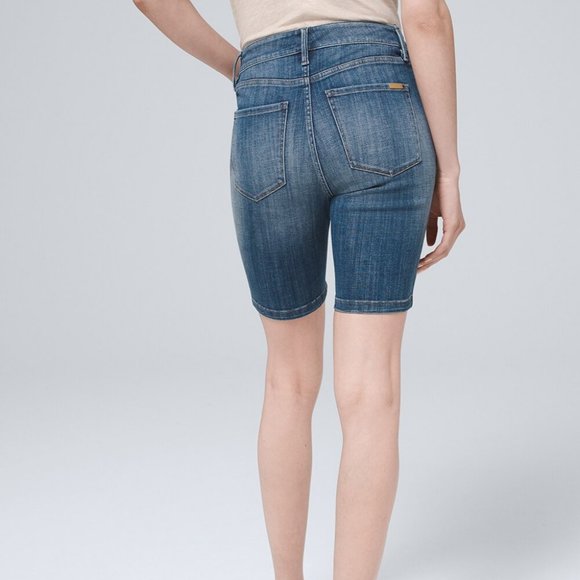 WHBM Everyday Soft Denim High-Rise Embroidered Bermuda Shorts 14 - Picture 6 of 7